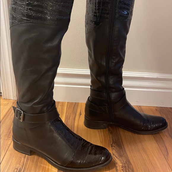 Black women leather boots with lining - Picture 6 of 7